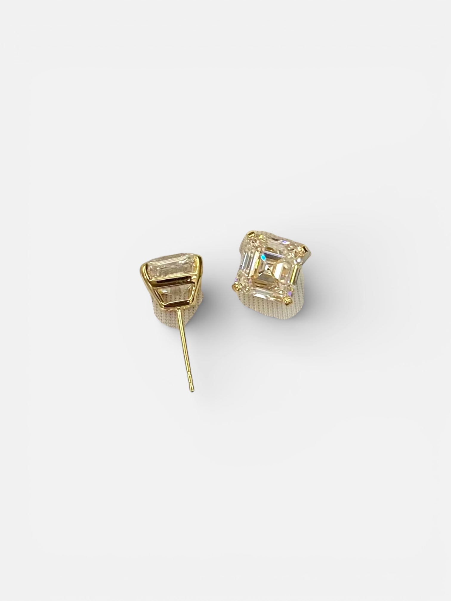 Diniar Gold Asscher Cut Stud Earrings