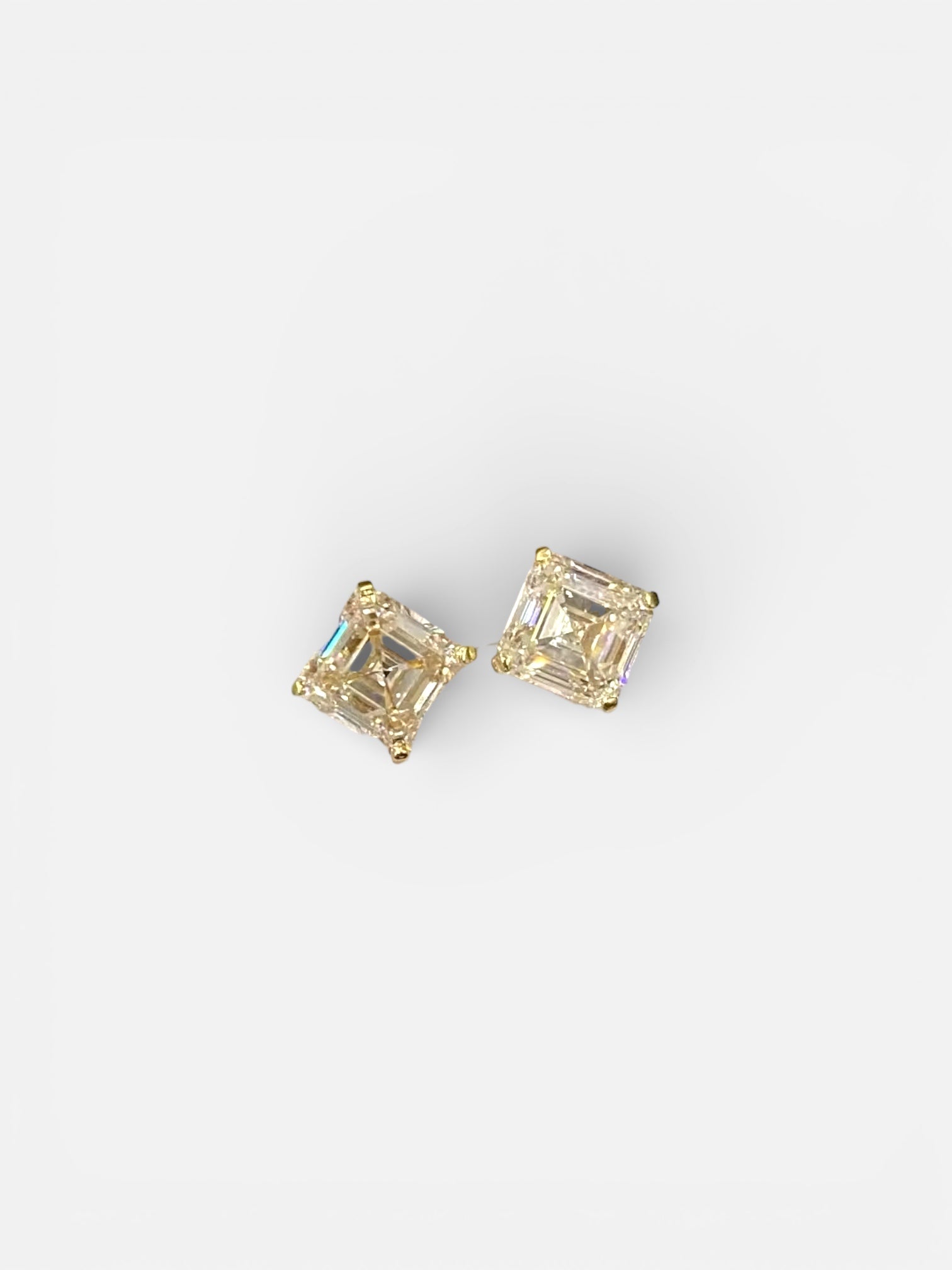 Diniar Gold Asscher Cut Stud Earrings